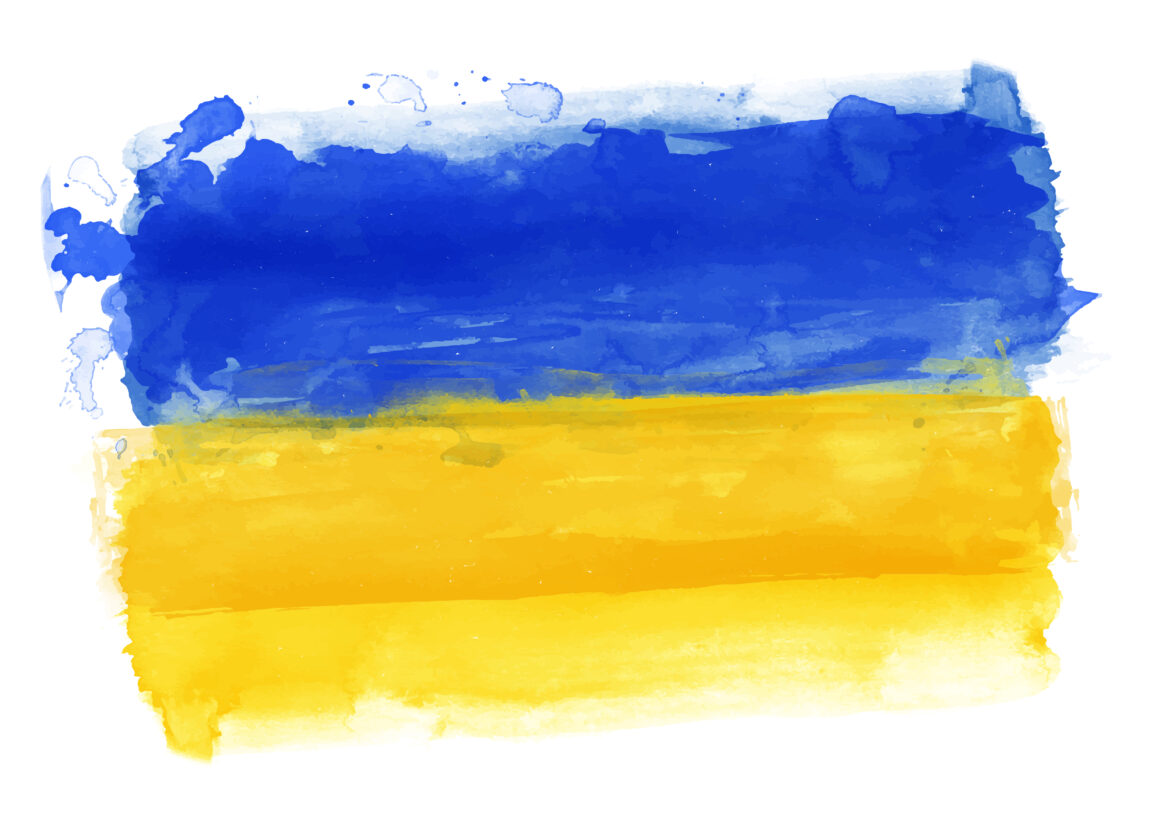 Hand painted watercolour Ukraine flag